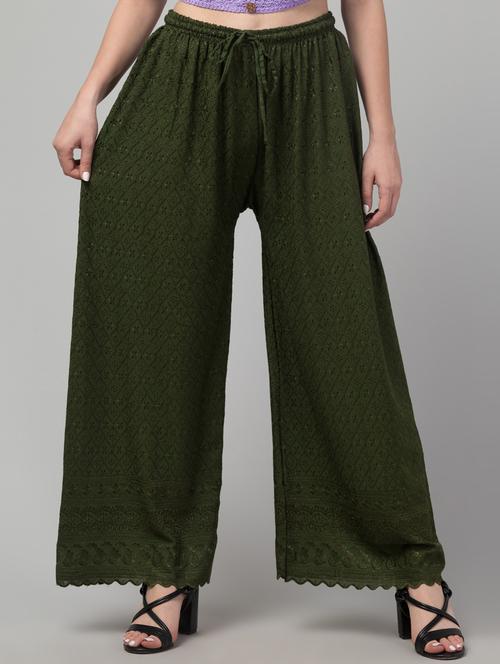 women mid-rise embroidered wide-leg palazzo - 21304422 - Very Small Image - 1