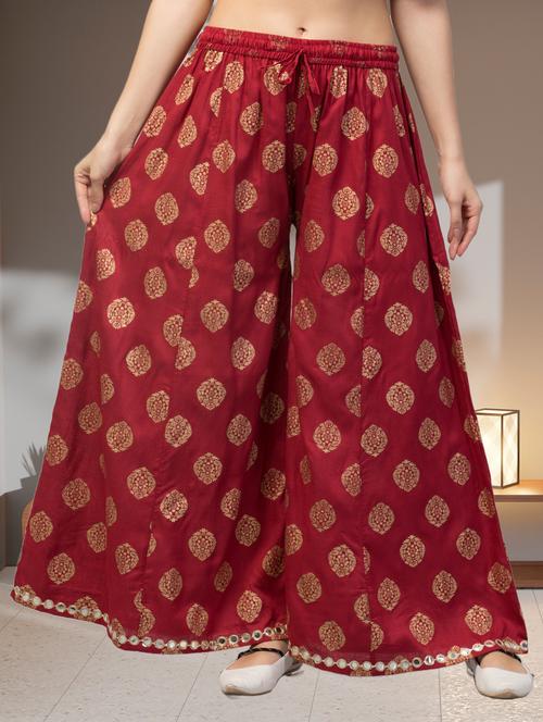 women printed mid rise flared palazzo - 21304676 - Very Small Image - 1
