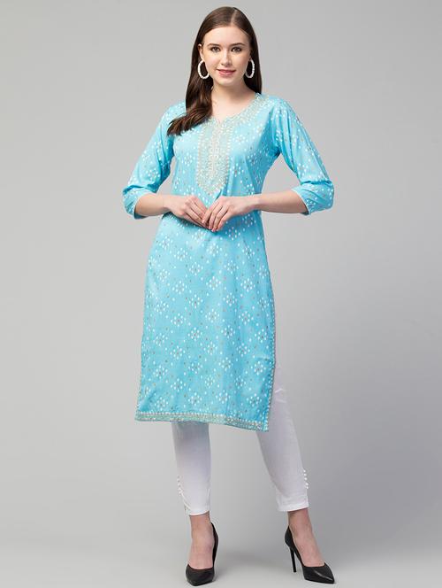 women three quarter sleeve straight kurta - 21304925 - Very Small Image - 1