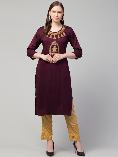 women three quarter sleeve straight kurta - 21304926 - Very Small Image - 1