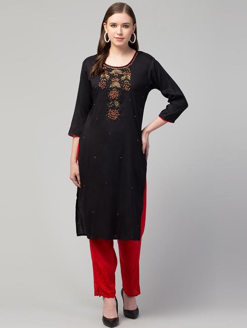 women three quarter sleeve straight kurta - 21304931 - Very Small Image - 1