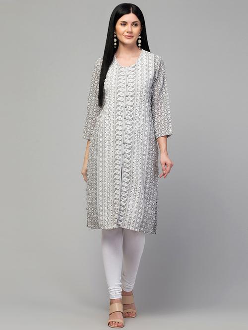 women three quarter sleeve straight kurta - 21304941 - Very Small Image - 1