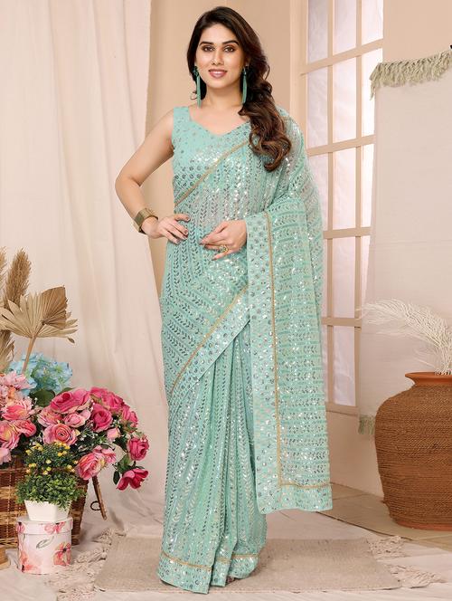 women sequin work georgette saree with blouse - 21305342 - Very Small Image - 1