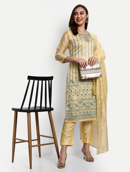women yellow kurta pant set with dupatta - 21305662 - Very Small Image - 1