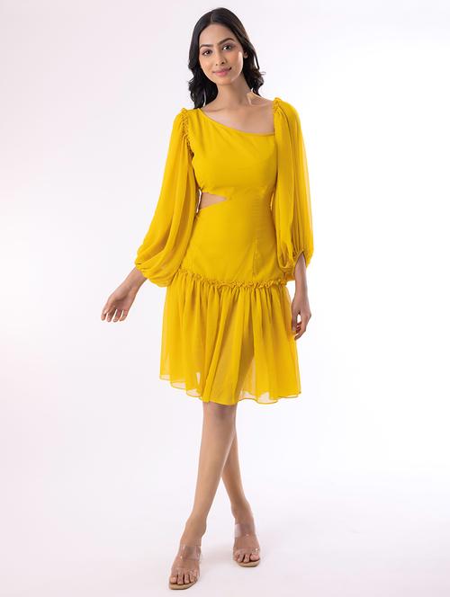 yellow chiffon tiered dress - 21305686 - Very Small Image - 1
