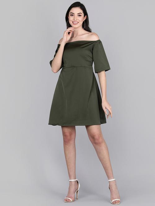 olive satin aline dress - 21305860 - Very Small Image - 1