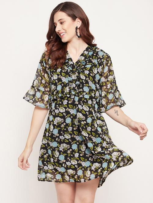 multi colored georgette fit & flare dress - 21305883 - Very Small Image - 1