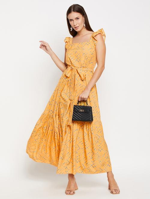 yellow polyester fit & flare dress - 21305923 - Very Small Image - 1