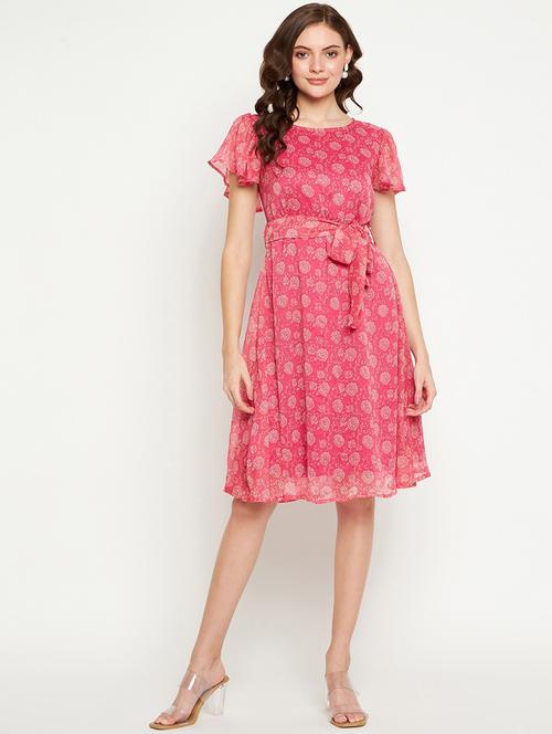 women pink crepe a-line dress - 21305927 - Very Small Image - 1