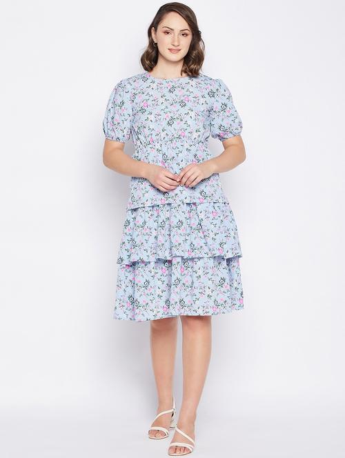 light blue crepe layered dress - 21305946 - Very Small Image - 1