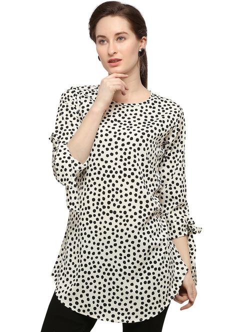 white polka dots printed flared tunic - 21306051 - Very Small Image - 1
