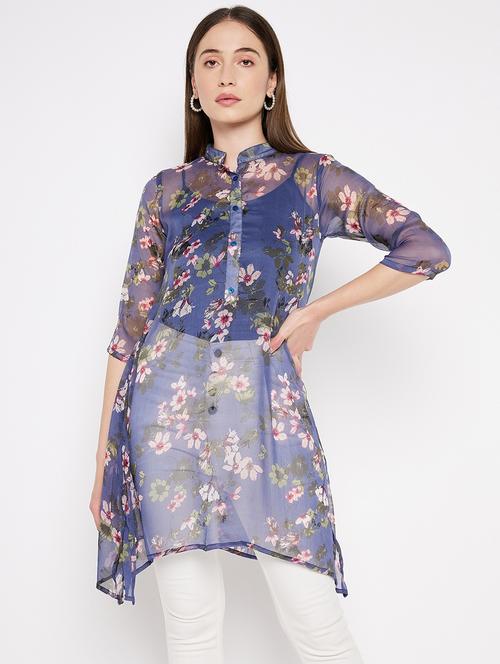 women three quarter sleeve a-line kurti - 21306060 - Very Small Image - 1