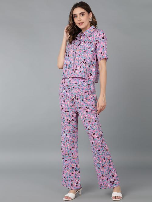 pink crepe shirt and trouser co-ord set - 21306068 - Very Small Image - 1