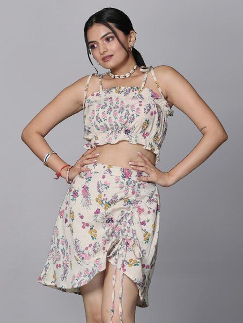 white cotton blend top and skirt co-ord set - 21306079 - Very Small Image - 1