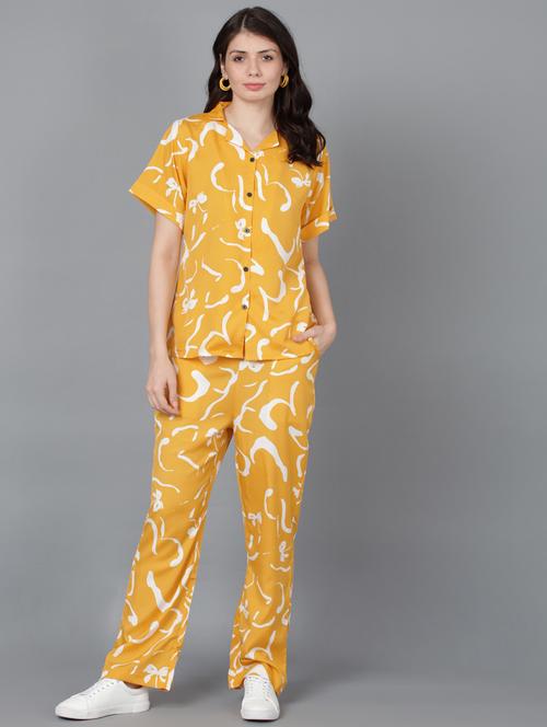 yellow crepe shirt and trouser co-ord set - 21306080 - Very Small Image - 1