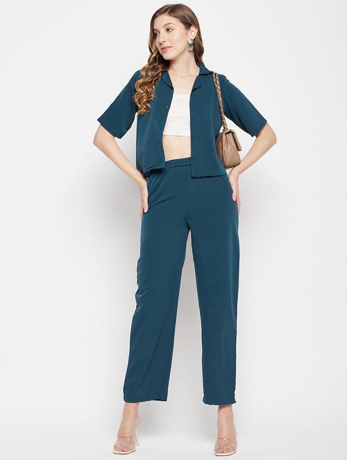 teal crepe shirt and trouser co-ord set - 21306110 - Very Small Image - 1