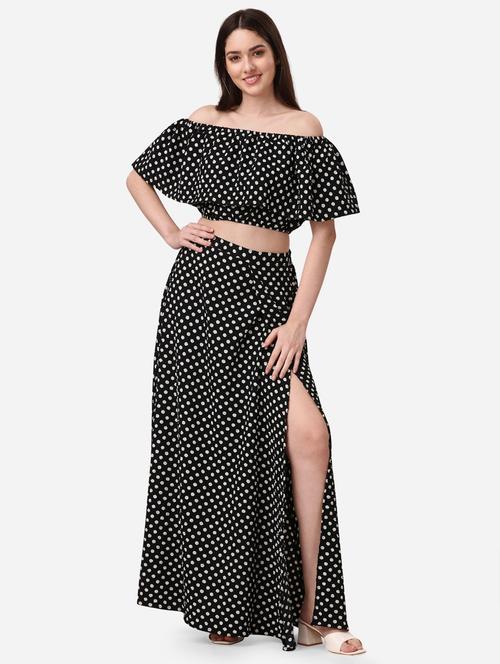 black crepe top and skirt co-ord set - 21306111 - Very Small Image - 1