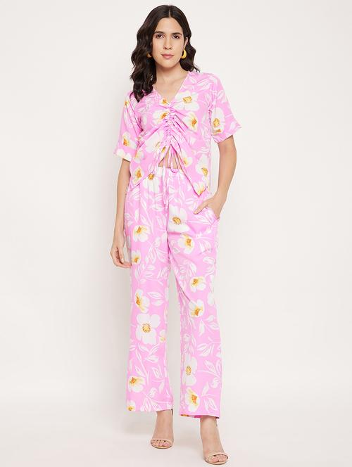 pink crepe top and trouser co-ord set - 21306121 - Very Small Image - 1
