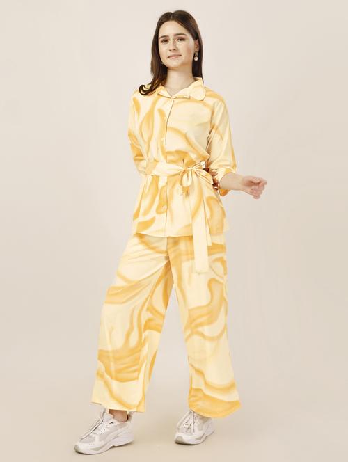 yellow crepe shirt and trouser co-ord set - 21306135 - Very Small Image - 1