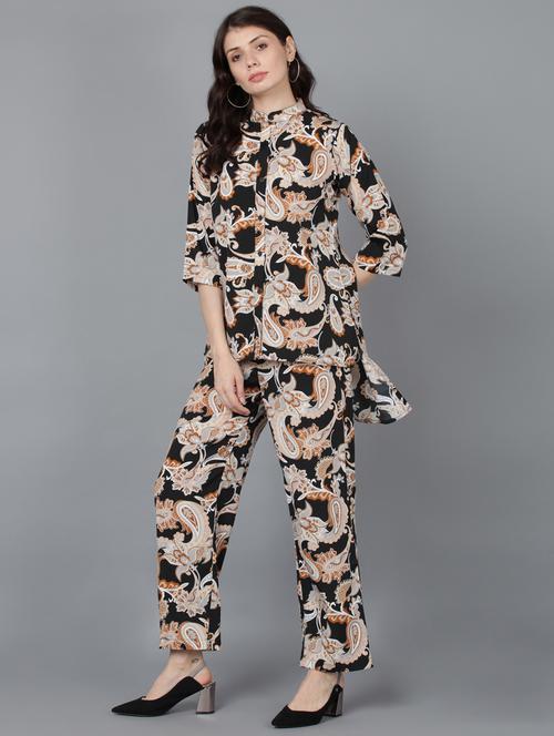 black crepe top and trouser co-ord set - 21306146 - Very Small Image - 1