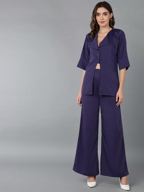 purple crepe top and trouser co-ord set - 21306153 - Very Small Image - 1