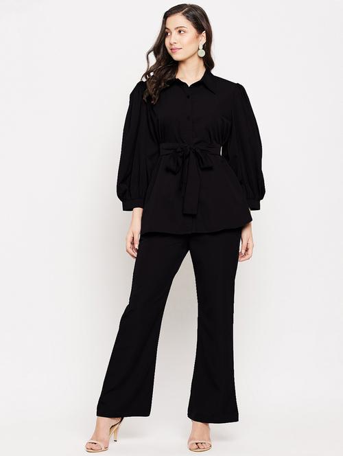 black crepe shirt and trouser co-ord set - 21306161 - Very Small Image - 1