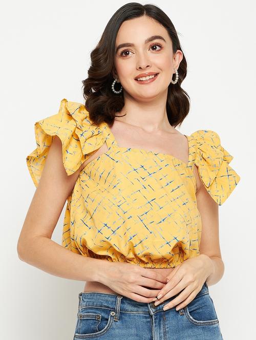yellow crepe crop top - 21306303 - Very Small Image - 1