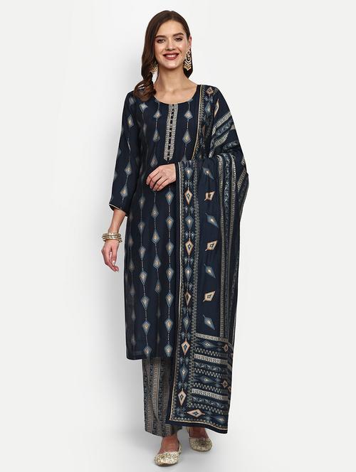 women navy blue suit set - 21306395 - Very Small Image - 1