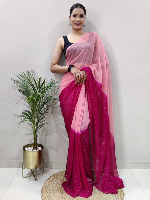 women stripes printed georgette saree with blouse - 21306488 - Very Small Image - 1