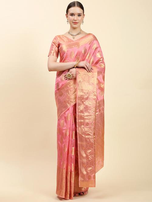 women pink ready to wear saree with blouse - 21306717 - Very Small Image - 1