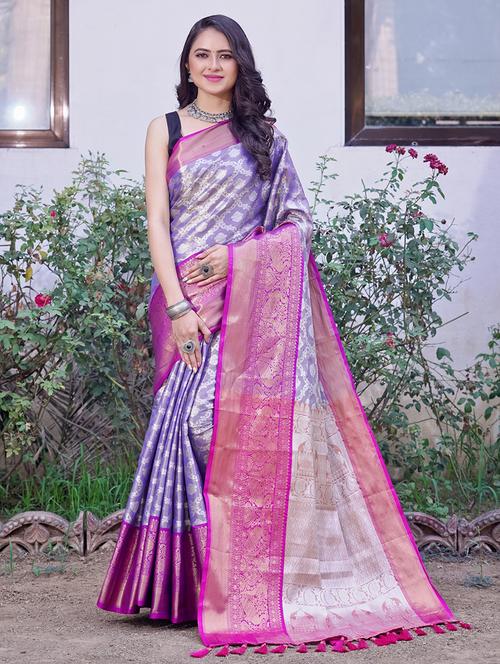 women purple kanjivaram saree - 21306806 - Very Small Image - 1