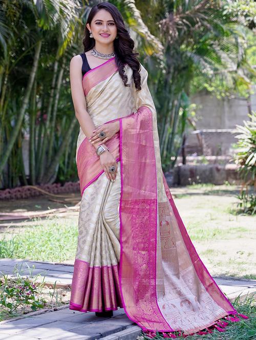 women jaquard work kanjivaram saree with blouse - 21306807 - Very Small Image - 1