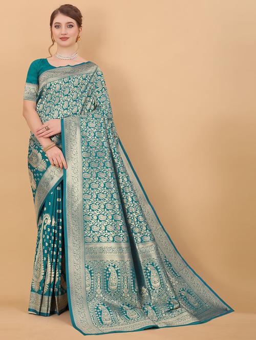 women self design kanjivaram saree with blouse - 21306827 - Very Small Image - 1