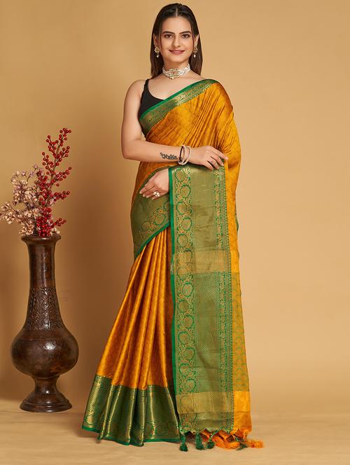 women mustard dharmavaram saree - 21307047 - Very Small Image - 1