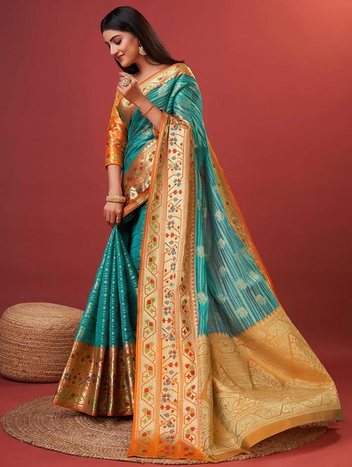 women self design banarasi saree with blouse - 21307572 - Very Small Image - 1