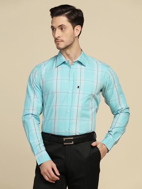 light blue checkered cotton formal shirt - 21307848 - Very Small Image - 1