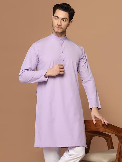 men mandarin neck solid long kurta - 21307954 - Very Small Image - 1