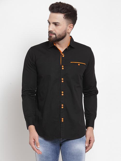 black cotton blend casual shirt - 21308084 - Very Small Image - 1