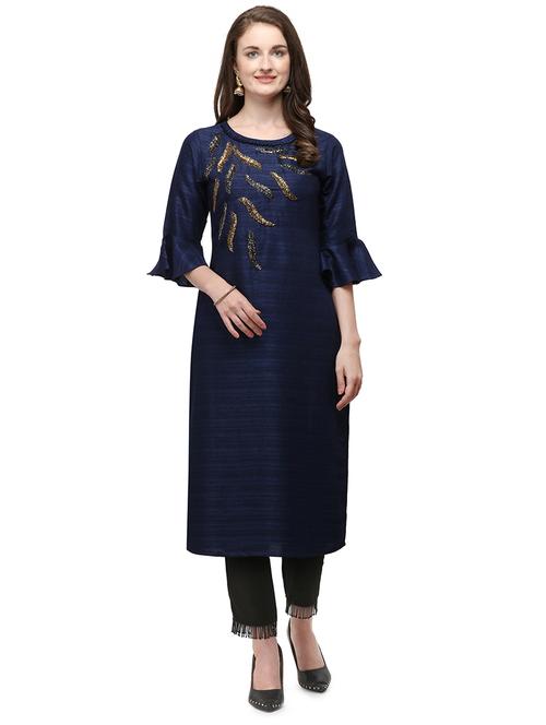 women navy blue kurta pant set - 21308837 - Very Small Image - 1