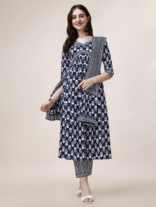 blue rayon kurta dupatta set - 21308954 - Very Small Image - 1