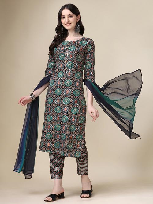 women green kurta dupatta set - 21308975 - Very Small Image - 1