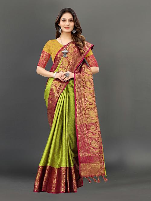women green ready to wear saree with blouse - 21309855 - Very Small Image - 1