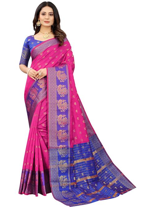 women pink kanjivaram saree with blouse - 21309909 - Very Small Image - 1
