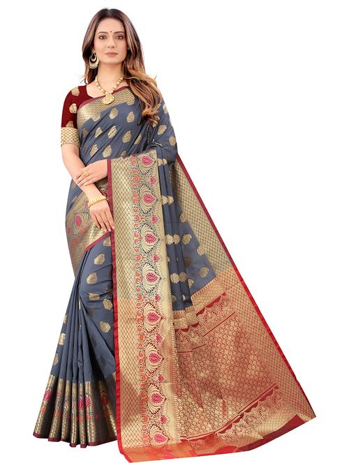 women jaquard work kanjivaram saree with blouse - 21309940 - Very Small Image - 1