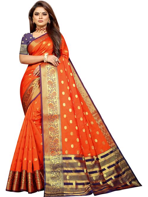 women jaquard work kanjivaram saree with blouse - 21309957 - Very Small Image - 1