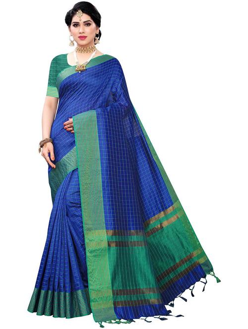 women blue ready to wear saree with blouse - 21310205 - Very Small Image - 1