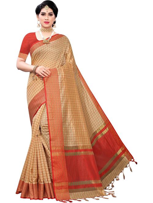 women beige ready to wear saree with blouse - 21310206 - Very Small Image - 1