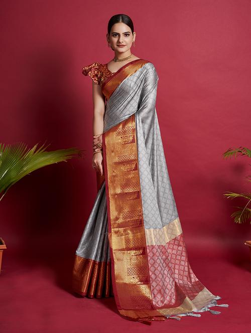 women jaquard work kanjivaram saree with blouse - 21310264 - Very Small Image - 1