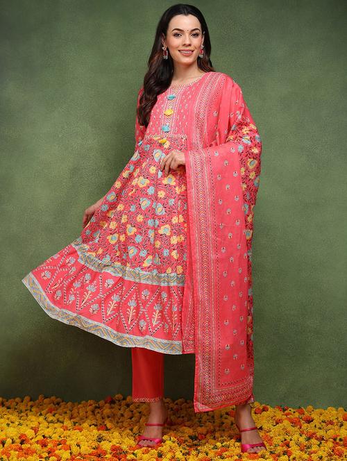 woemen pink floral printed suit set - 21311589 - Very Small Image - 1