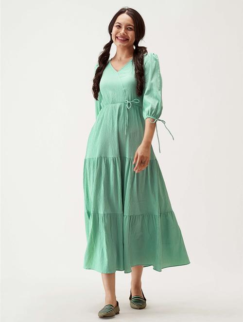 women green polyester tiered dress - 21311741 - Very Small Image - 1